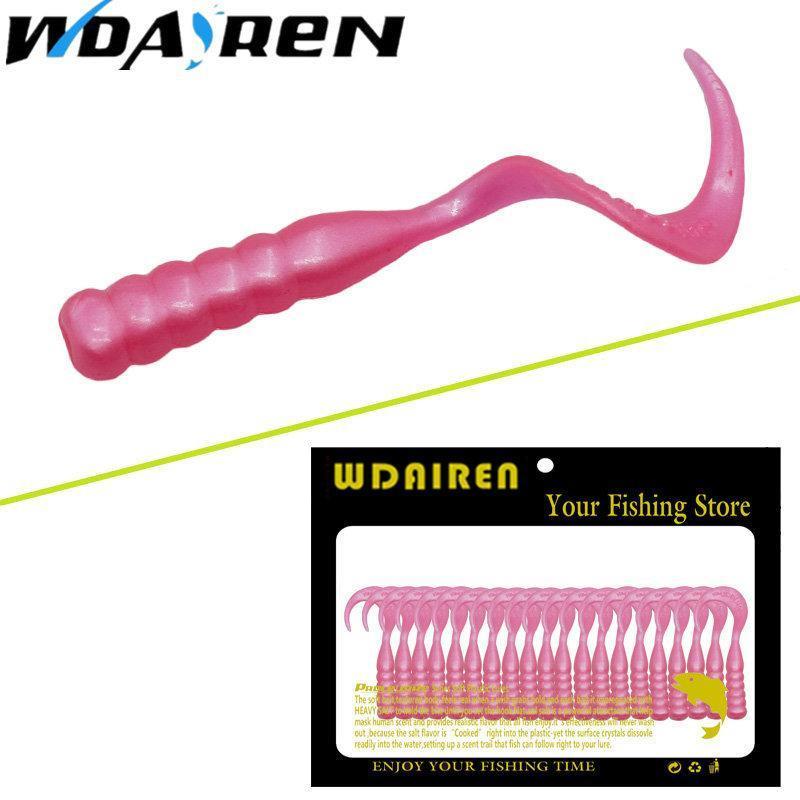 20Pcs/Lot 48Mm 1G Fishing Soft Lure Worms Swing Curly Tail Grub Artificial-WDAIREN KANNI Store-A-Bargain Bait Box