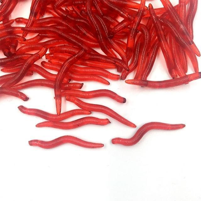 20Pcs/Lot 4Cm Soft Bait Carp Fishing Lure Silicone Bait Smell Red Worm Lures-Global fishing gear shop Store-Bargain Bait Box