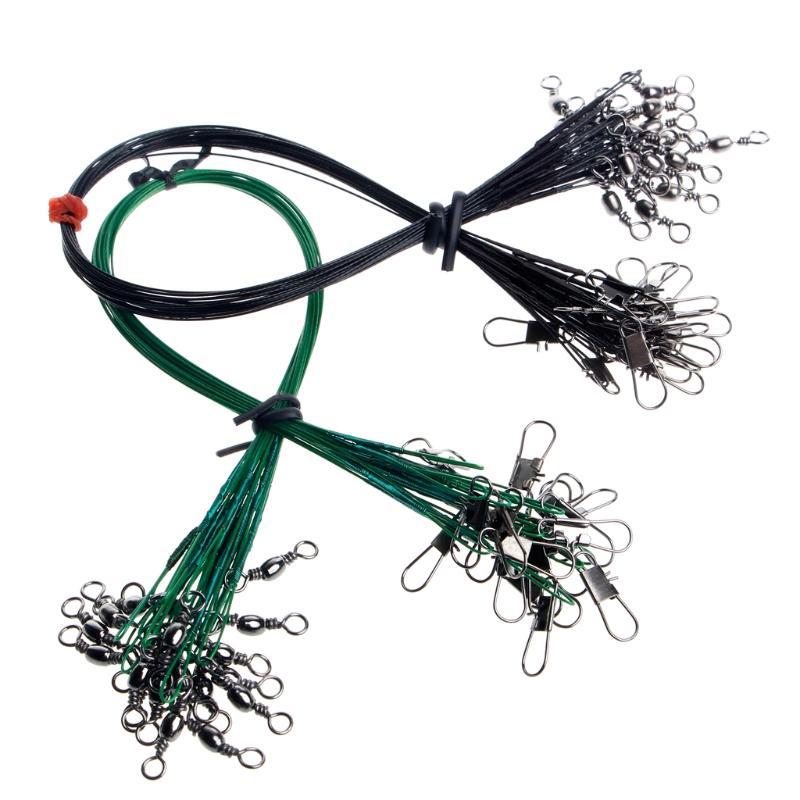 20Pcs/Pack Fishing Tackle Lure Trace Wire 15Cm 20Cm 25Cm 30Cm Length High Carbon-Life E+ Store-Green 30cm-Bargain Bait Box