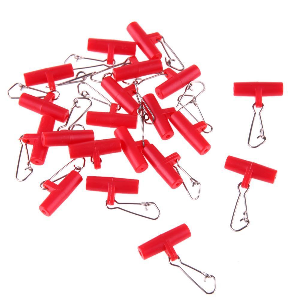 20Pcs/Set Easy Catch Fishing Sinker Slip Clips Plastic Head Swivel With Hooked-fixcooperate-Red-Bargain Bait Box