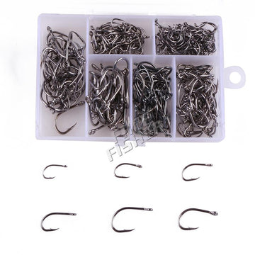 210 Pcs/Set Carbon Steel Fishing Hook With Hole Fishhooks Fishing Box Mix Size-Hook Kits-Bargain Bait Box-Bargain Bait Box