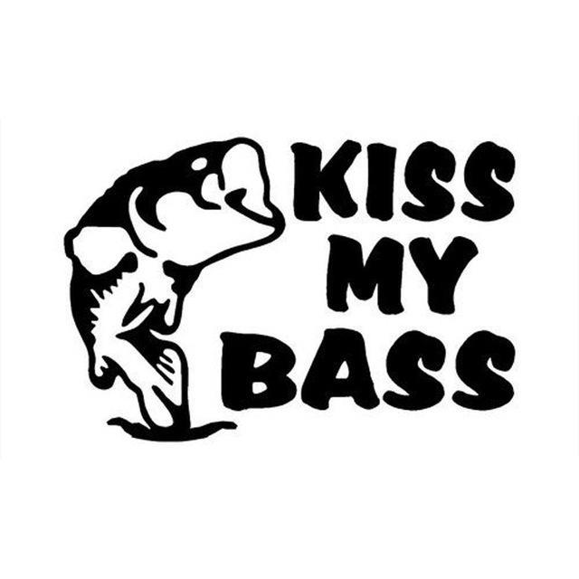 21.1Cm*14Cm Fishing Decal Kiss My Bass Fish Car Decoration Motorcycle Reflective-Fishing Decals-Bargain Bait Box-Black-Bargain Bait Box