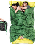 215*145Cm Double Sleeping Bag Envelope Cotton Camping Sleeping Bag With Pillow 3-Sleeping Bags-OutdoorZ Store-Green-Bargain Bait Box