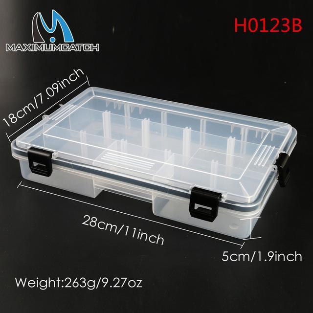 22*16.5*5Cm/28*18*5Cm Transparent Plastic 5-11 Compartments Fly Fishing Box-Compartment Boxes-Bargain Bait Box-H0123B-Bargain Bait Box