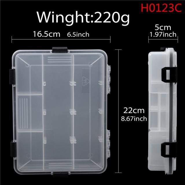 22*16.5*5Cm/28*18*5Cm Transparent Plastic 5-11 Compartments Fly Fishing Box-Compartment Boxes-Bargain Bait Box-H0123C-Bargain Bait Box