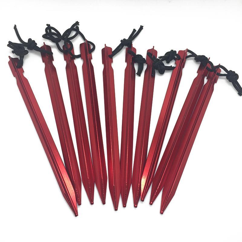 23Cm Professional 10 Pcs Aluminument Tent Pegs With Rope Stake Camping Hiking-NO limite Store-Bargain Bait Box