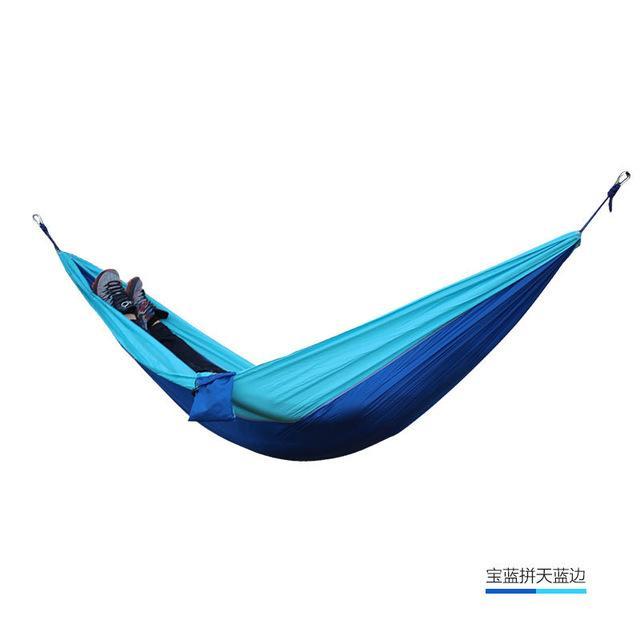 24 Color 2 People Portable Parachute Hammock Camping Survival Garden Flyknit-Survival Gear-Bargain Bait Box-blue deep blue-China-Bargain Bait Box