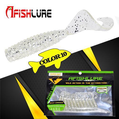 24Pcs/Lot Afishlure 45Mm 1.2G Curly Tail Grub Artificial Panfish Crappie Bream-A Fish Lure Wholesaler-Color10-Bargain Bait Box