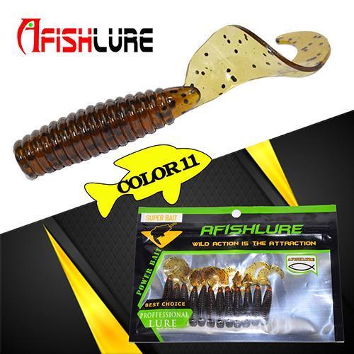 24Pcs/Lot Afishlure 45Mm 1.2G Curly Tail Grub Artificial Panfish Crappie Bream-A Fish Lure Wholesaler-Color11-Bargain Bait Box