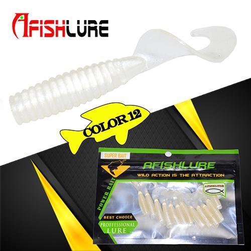 24Pcs/Lot Afishlure 45Mm 1.2G Curly Tail Grub Artificial Panfish Crappie Bream-A Fish Lure Wholesaler-Color12-Bargain Bait Box