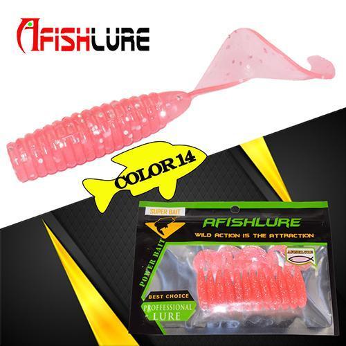 24Pcs/Lot Afishlure 45Mm 1.2G Curly Tail Grub Artificial Panfish Crappie Bream-A Fish Lure Wholesaler-Color14-Bargain Bait Box