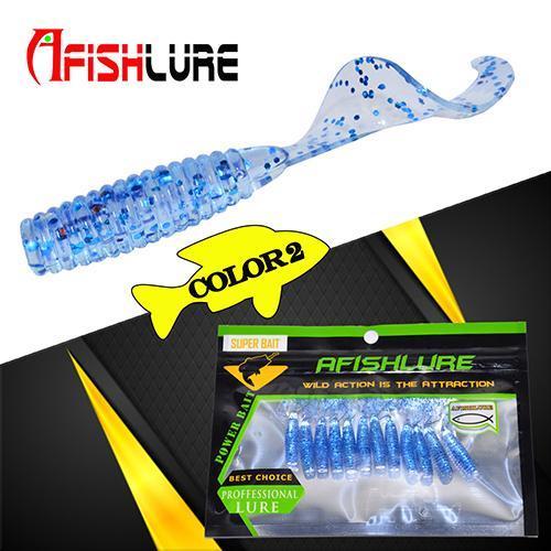 24Pcs/Lot Afishlure 45Mm 1.2G Curly Tail Grub Artificial Panfish Crappie Bream-A Fish Lure Wholesaler-Color2-Bargain Bait Box