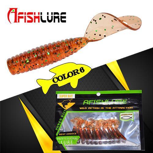 24Pcs/Lot Afishlure 45Mm 1.2G Curly Tail Grub Artificial Panfish Crappie Bream-A Fish Lure Wholesaler-Color6-Bargain Bait Box
