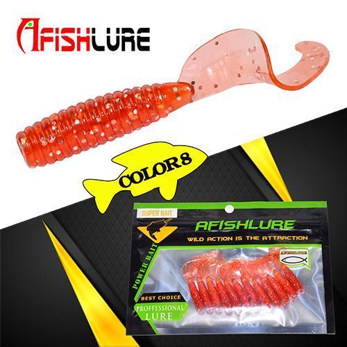 24Pcs/Lot Afishlure 45Mm 1.2G Curly Tail Grub Artificial Panfish Crappie Bream-A Fish Lure Wholesaler-Color8-Bargain Bait Box