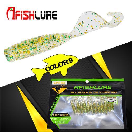 24Pcs/Lot Afishlure 45Mm 1.2G Curly Tail Grub Artificial Panfish Crappie Bream-A Fish Lure Wholesaler-Color9-Bargain Bait Box