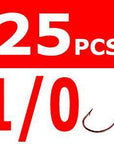 25Pcs Sharp Bleeding Bait Wide Gap Hook Carolina/Texas Rig Red Wrom Hooks For-Wide Gap Hooks-Bargain Bait Box-25pcs size 1I0-Bargain Bait Box
