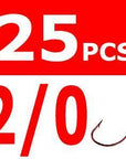 25Pcs Sharp Bleeding Bait Wide Gap Hook Carolina/Texas Rig Red Wrom Hooks For-Wide Gap Hooks-Bargain Bait Box-25pcs size 2I0-Bargain Bait Box