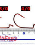 25Pcs Sharp Bleeding Bait Wide Gap Hook Carolina/Texas Rig Red Wrom Hooks For-Wide Gap Hooks-Bargain Bait Box-25pcs size 4I0-Bargain Bait Box