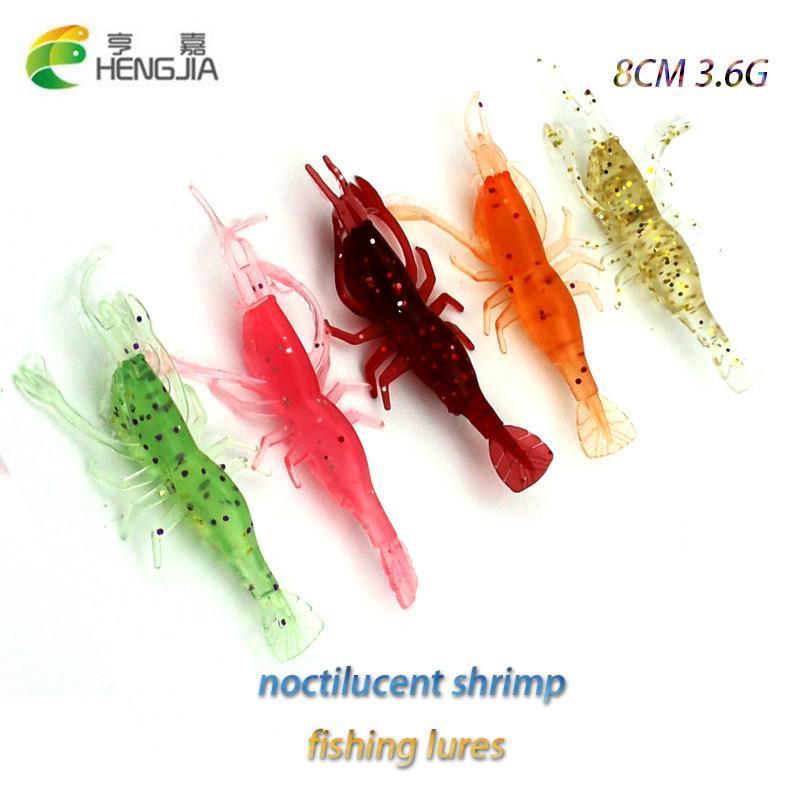 25Pcs 8Cm 3.6G Shrimp Soft Rubber Prawn Salmon Fishing Musky Fishing Baits-Craws-Bargain Bait Box-Bargain Bait Box