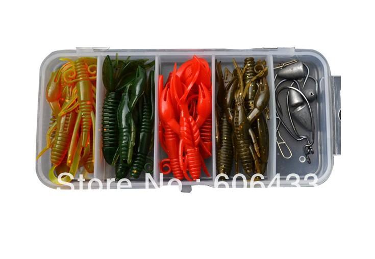 27Pcs Soft Jig Head Hook Fishing Bait Box Set-Jig Kits-Bargain Bait Box-Bargain Bait Box