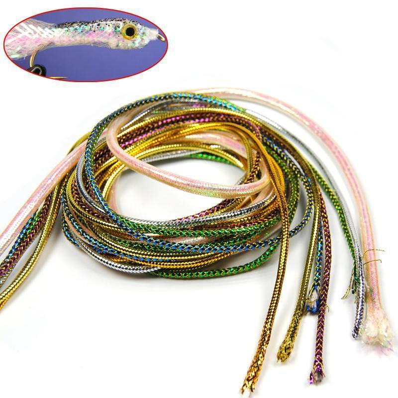 [ 2Pack /4M] Holographic Mylar Cord Gold Silver Pearl Flashabou Minnow Body-Fly Tying Materials-Bargain Bait Box-2packs gold-Bargain Bait Box