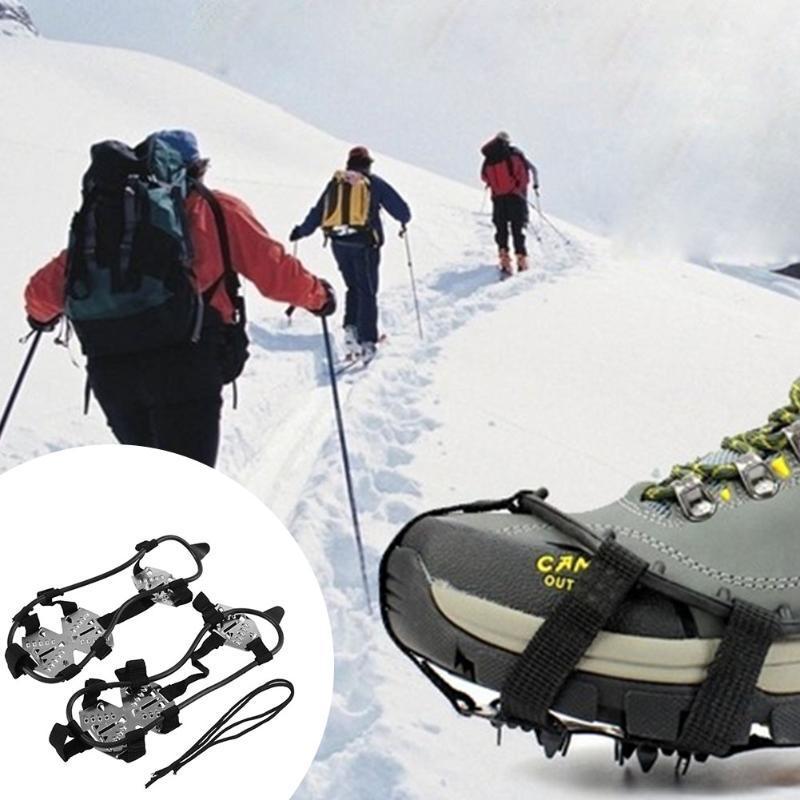 2Pcs 15-Stud Camping Climbing Silver Anti Slip Ice Cleats Shoe Boot Grips Ice-Traveling Light123-Bargain Bait Box