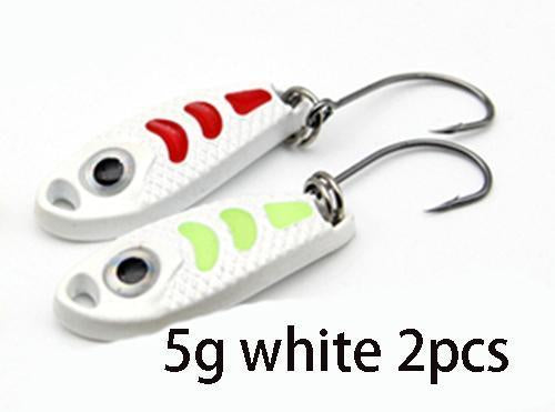 2Pcs 1.5G 3G 5G Loong Scale Metal Spoon Fishing Lure Spoon Sequin Paillette Hard-Holiday fishing tackle shop Store-5g white 2pcs-Bargain Bait Box