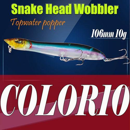 2Pcs Hard Lure 106Mm/10G Fishing Lure Snake Head Popper Bait Plastic Baits-A Fish Lure Wholesaler-Color10-Bargain Bait Box