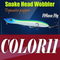 2Pcs Hard Lure 106Mm/10G Fishing Lure Snake Head Popper Bait Plastic Baits-A Fish Lure Wholesaler-Color11-Bargain Bait Box