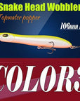 2Pcs Hard Lure 106Mm/10G Fishing Lure Snake Head Popper Bait Plastic Baits-A Fish Lure Wholesaler-Color3-Bargain Bait Box