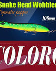 2Pcs Hard Lure 106Mm/10G Fishing Lure Snake Head Popper Bait Plastic Baits-A Fish Lure Wholesaler-Color6-Bargain Bait Box