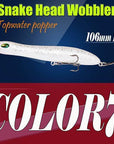 2Pcs Hard Lure 106Mm/10G Fishing Lure Snake Head Popper Bait Plastic Baits-A Fish Lure Wholesaler-Color7-Bargain Bait Box