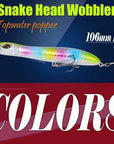 2Pcs Hard Lure 106Mm/10G Fishing Lure Snake Head Popper Bait Plastic Baits-A Fish Lure Wholesaler-Color8-Bargain Bait Box