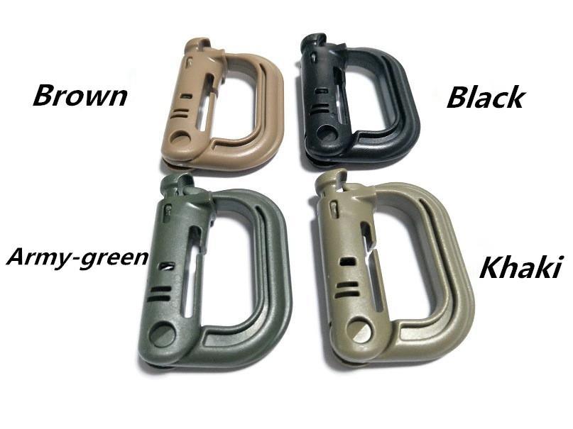2/Pcs Molle Tactical Backpack Shackle Carabiner Hook Abs Plastic Snap D-Ring-HA EDC Tools Store-Black-Bargain Bait Box