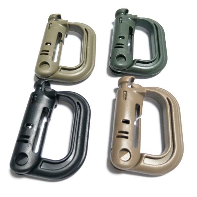 2/Pcs Molle Tactical Backpack Shackle Carabiner Hook Abs Plastic Snap D-Ring-HA EDC Tools Store-Black-Bargain Bait Box