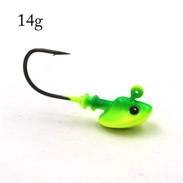 2Pcs/Lot Fish Head Hooks 7/10/14G Lead Head Hook Lure Hook Jig Head Multicolor-MC&LURE Store-14g B-Bargain Bait Box