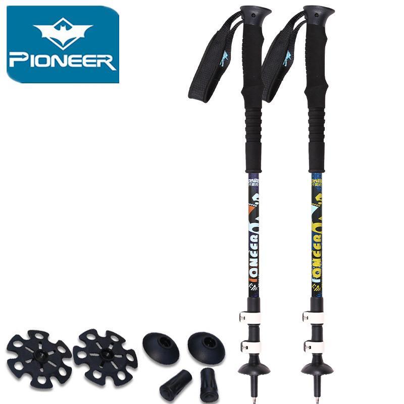 2Pcs/Lot Pioneer External Lock Adjustable Carbon Fiber Aluminum Camping Hiking-BOB Sport Products Co., Ltd.-white Alpenstock-Bargain Bait Box