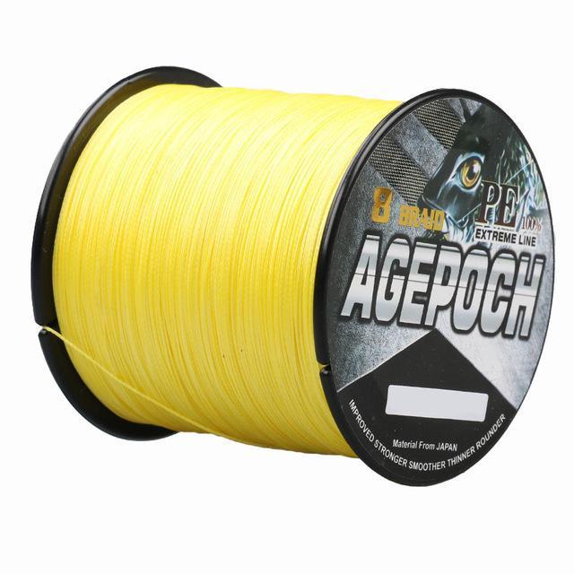 300M 330Yards 8 Strands Multifilament Pe Braided Fishing Line Fishing Wire 6Lb-AGEPOCH Fishing Tackle Co., Ltd.-Yellow-0.6-Bargain Bait Box