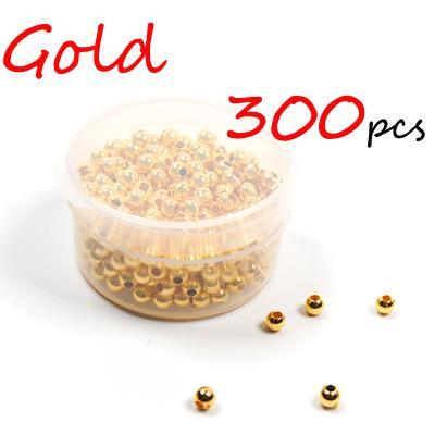 300Pcs 3Mm Hollow Plastic Beads For Fly Tying Nymph Scud Belly Eyes / Spinner-Fishing Beads-Bargain Bait Box-300pcs Gold-Bargain Bait Box