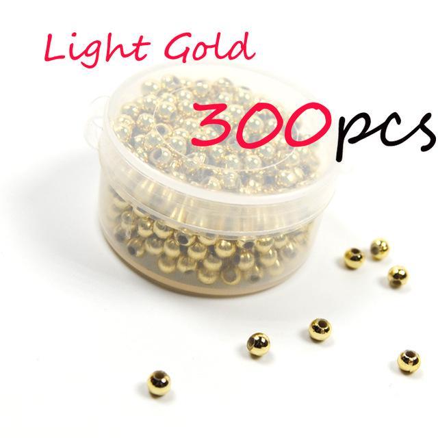 300Pcs 3Mm Hollow Plastic Beads For Fly Tying Nymph Scud Belly Eyes / Spinner-Fishing Beads-Bargain Bait Box-300pcs Light gold-Bargain Bait Box