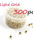 300Pcs 3Mm Hollow Plastic Beads For Fly Tying Nymph Scud Belly Eyes / Spinner-Fishing Beads-Bargain Bait Box-300pcs Light gold-Bargain Bait Box