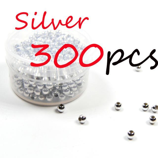 300Pcs 3Mm Hollow Plastic Beads For Fly Tying Nymph Scud Belly Eyes / Spinner-Fishing Beads-Bargain Bait Box-300pcs Silver-Bargain Bait Box