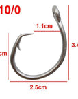 30Pcs 39960 Stainless Steel Fishing Hooks White Thick Tuna Circle Hook Size-Circle Hooks-Bargain Bait Box-10 0-Bargain Bait Box