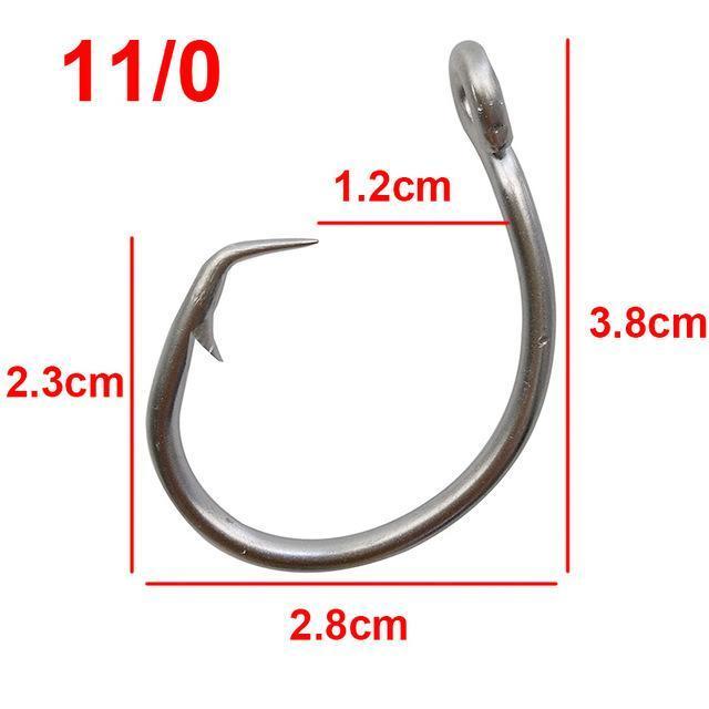 30Pcs 39960 Stainless Steel Fishing Hooks White Thick Tuna Circle Hook Size-Circle Hooks-Bargain Bait Box-11 0-Bargain Bait Box