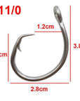 30Pcs 39960 Stainless Steel Fishing Hooks White Thick Tuna Circle Hook Size-Circle Hooks-Bargain Bait Box-11 0-Bargain Bait Box