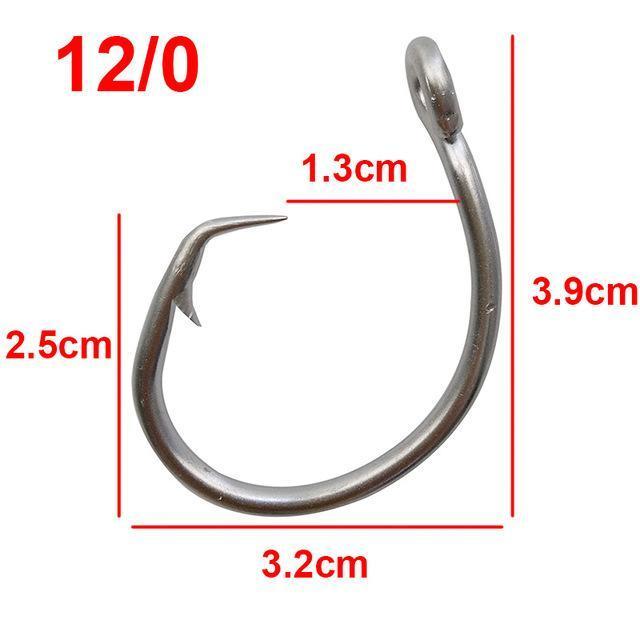 30Pcs 39960 Stainless Steel Fishing Hooks White Thick Tuna Circle Hook Size-Circle Hooks-Bargain Bait Box-12 0-Bargain Bait Box