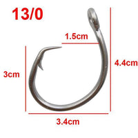 30Pcs 39960 Stainless Steel Fishing Hooks White Thick Tuna Circle Hook Size-Circle Hooks-Bargain Bait Box-13 0-Bargain Bait Box