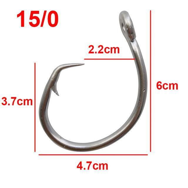 30Pcs 39960 Stainless Steel Fishing Hooks White Thick Tuna Circle Hook Size-Circle Hooks-Bargain Bait Box-15 0-Bargain Bait Box