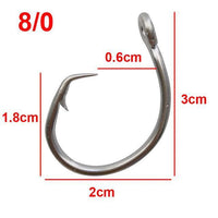 30Pcs 39960 Stainless Steel Fishing Hooks White Thick Tuna Circle Hook Size-Circle Hooks-Bargain Bait Box-8 0-Bargain Bait Box