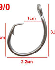 30Pcs 39960 Stainless Steel Fishing Hooks White Thick Tuna Circle Hook Size-Circle Hooks-Bargain Bait Box-9 0-Bargain Bait Box